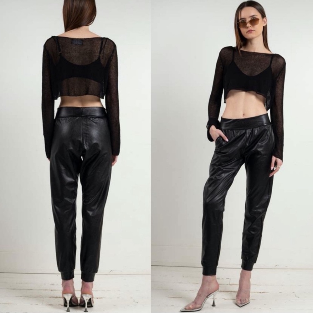 Commando Faux Leather‎ Jogger in Black